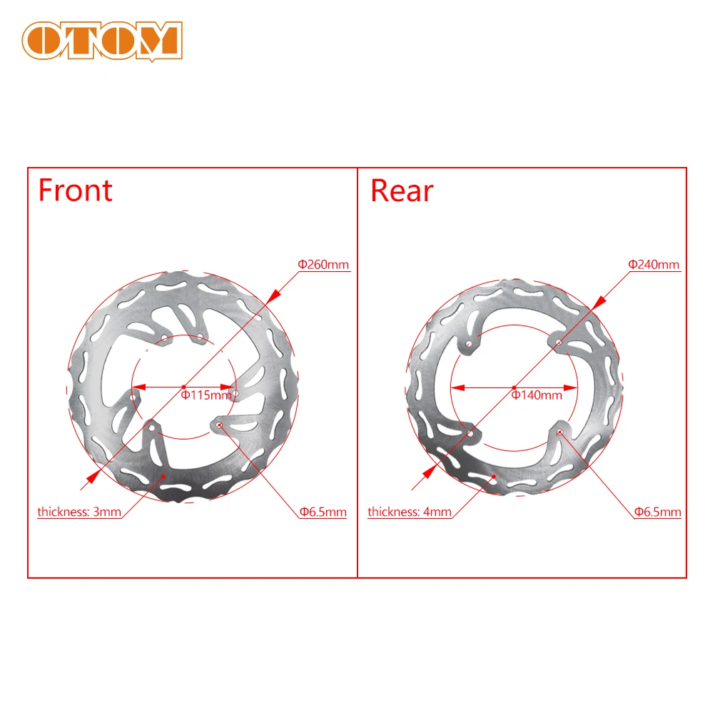 OTOM Motorcycle 2022 260mm 240mm Front Rear Brake Disc Rotor Set For HONDA CRF250R CRF250RX CRF450R CRF450RWE CRF450RX Dirt Bike