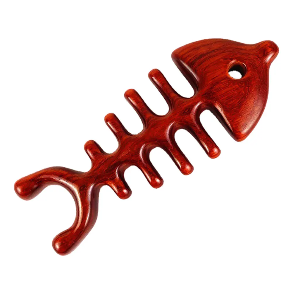 

1Pcs Purple Sandalwood Wooden Massager Comb Fish Bone Shape Practical Body Massage Tool Portable Handheld Relaxation Scalp