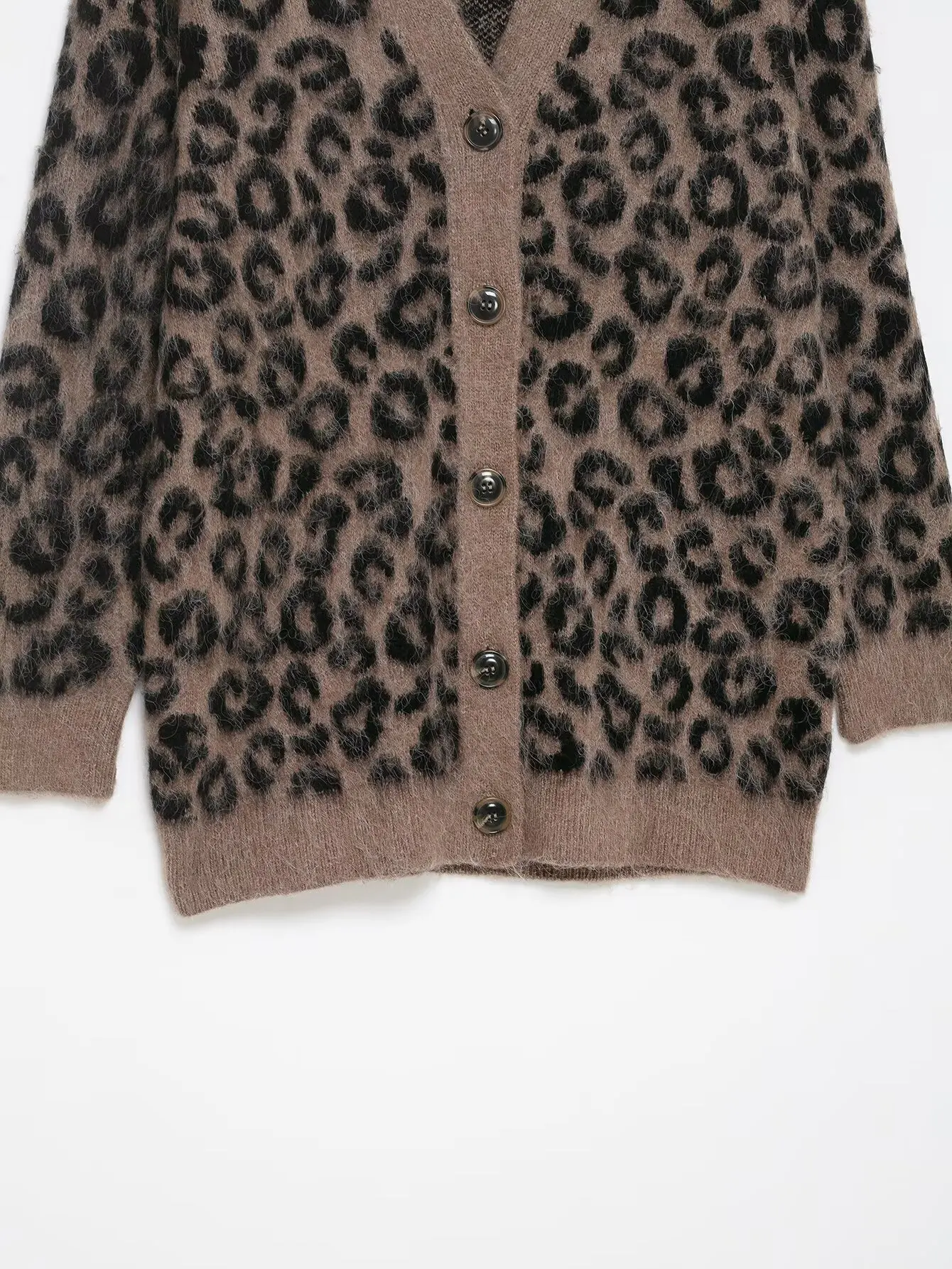 Dave&Di Woman Clothing Spring Autumn Knitwear Cardigans British Fashion Leopard Jacquard Single Breasted Jacket Women Tops 6