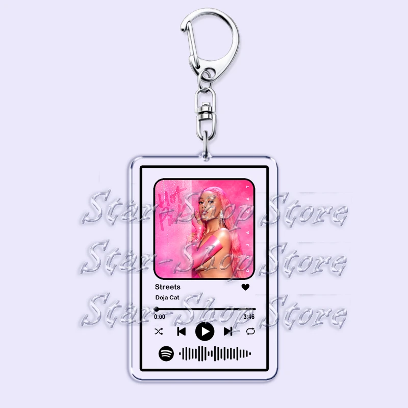 Hot Female Singer Music Keychains for Women Accessories Bag Kiss Me More Woman Songs Playlist Code Keying Jewelry Fans Gifts