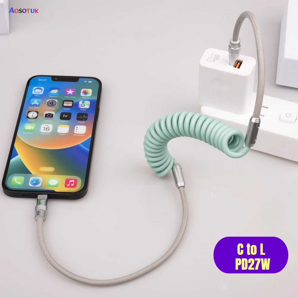 PD 27W Charger Cable For iPhone 14 13 12 11 Pro Max Mini XR XS Plus USB Type C To Lighting Fast Charging Data Line Accessories