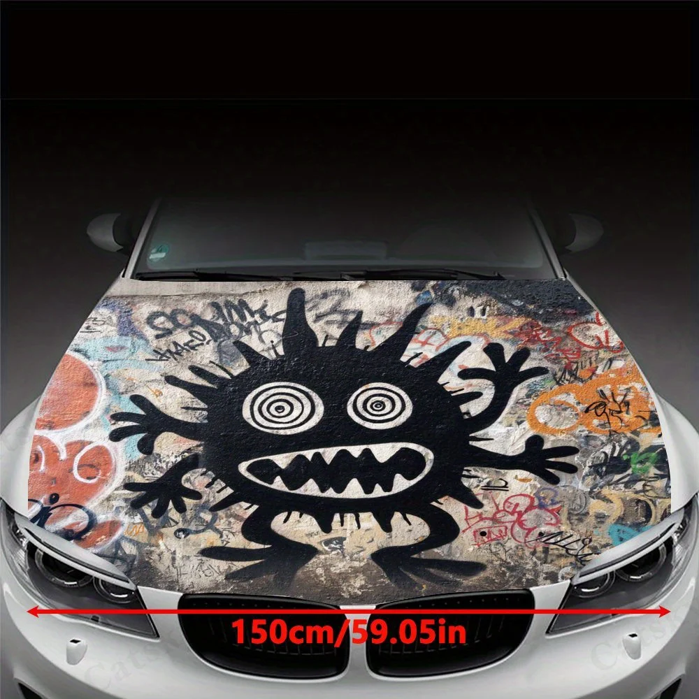 Graffiti Black Monster Vinyl Packaging For Car Hood,engine Stickers,waterproof Self-adhesive PVC Packaging,surface Protection,pe