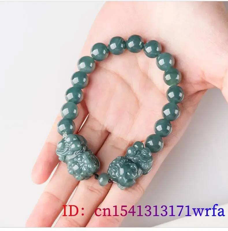 Burmese Jadeite Pixiu Bracelet Jewelry Luxury Man Natural Women Vintage Gifts Real Blue Talismans Designer Carved Jade Amulet