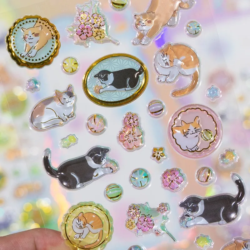 

Cute Cartoon 3D Relief Cat Dog Stamp Stickers - Scrapbook & Journal Animal Decoration Kawaii Phone Case DIY Decals for Children