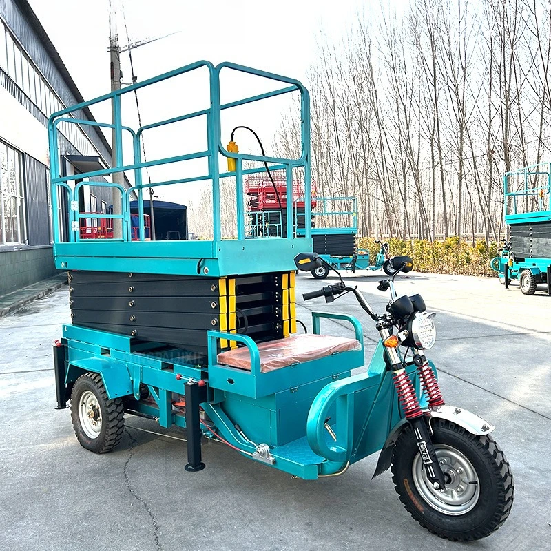 Vehicle scissor lift Electric hydraulic aerial work lifting car Three-wheel platform aerial work car