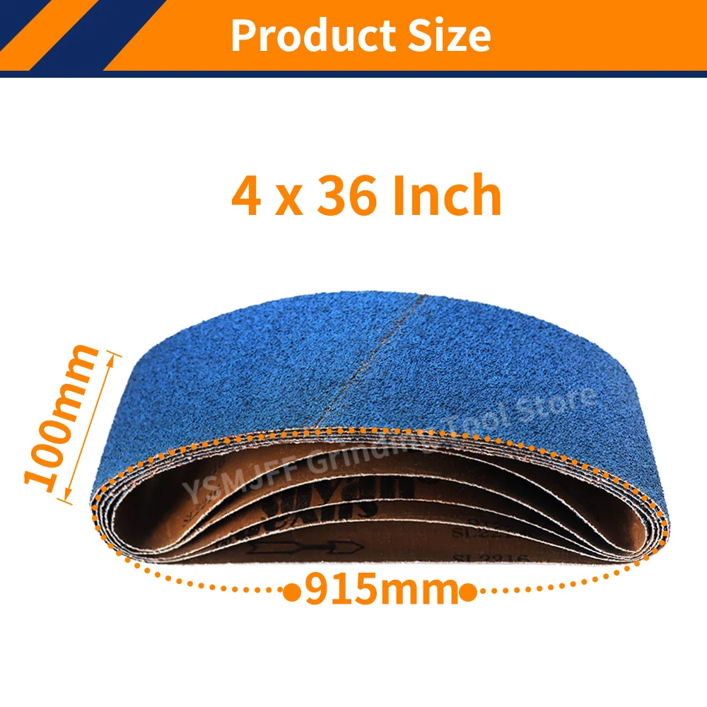 5PCS 915x100mm Zirconium Corundum Sanding Belts for Sanding Metal Polishing P40-P120 Grits 4