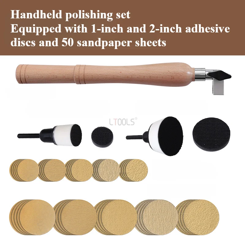 New 1''/2'' Bowl Sander Kit with 50pcs Sandpaper Dual Bearing Head and Foam Hook and Loop Sander for Polishing and Sanding Wood