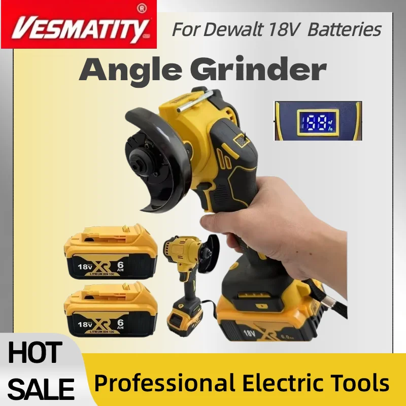 Digital Display Angle Grinder Polishing Grinding Machine Cordless  Electric Cutting Tools  For Dewalt Battery