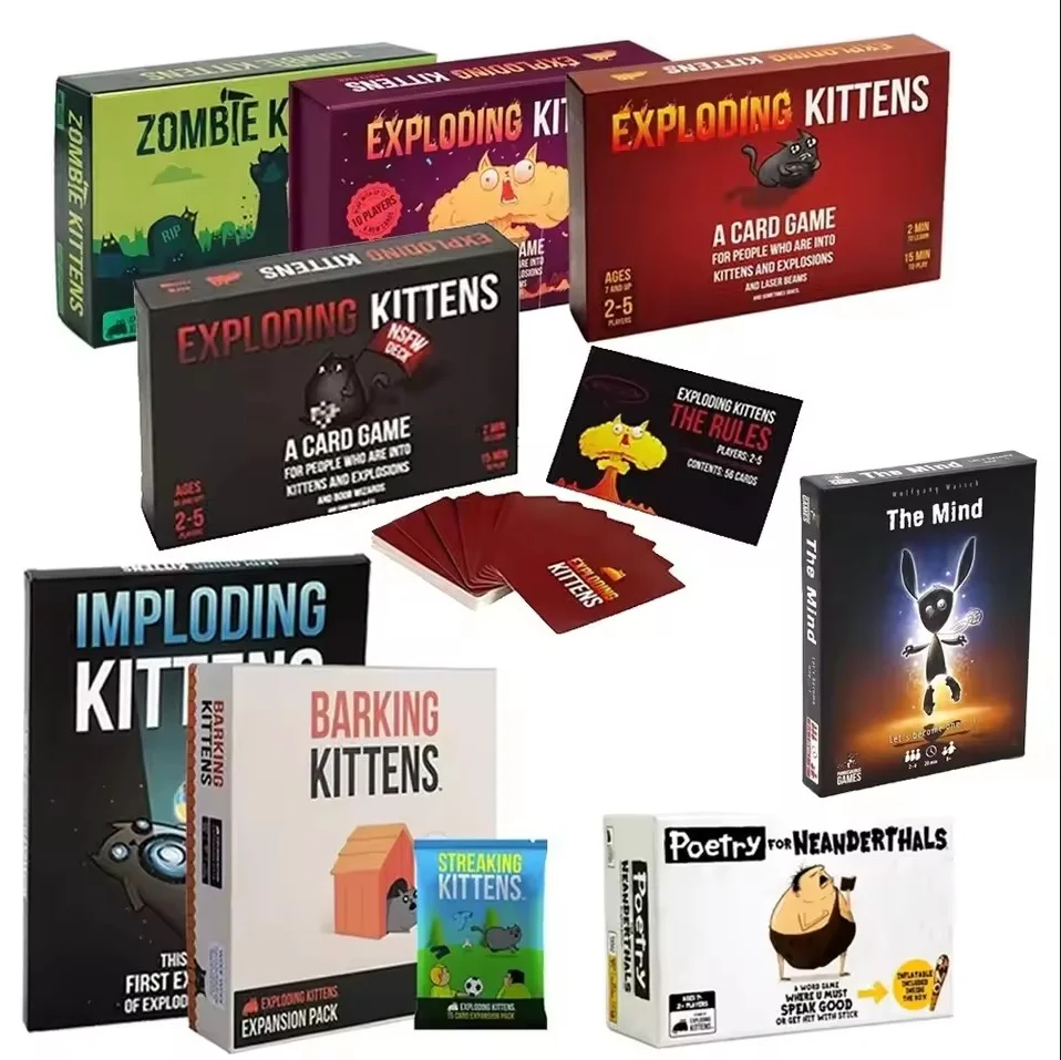 Exploding Kittens 4 in 1 Set Family Party Board Game Fun Adult Kids Toy Cards Game Suitable For Holiday Gift