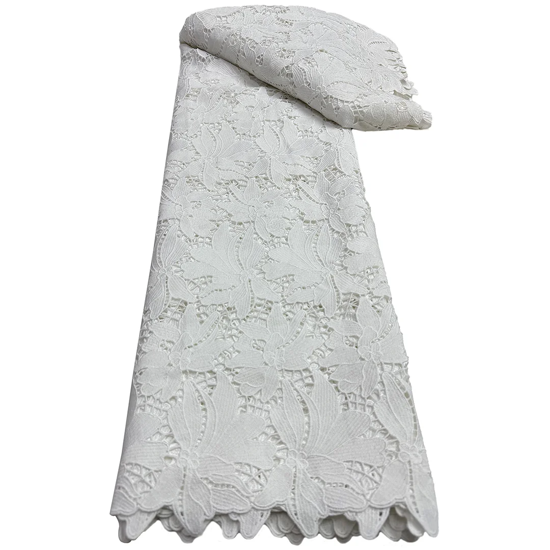 

African Lace High-Quality Milk Slik Lace Fabric 5 Yards Nigerian Mesh Tulle Wedding Party Dress Women Luxury Tissue Cord Lace
