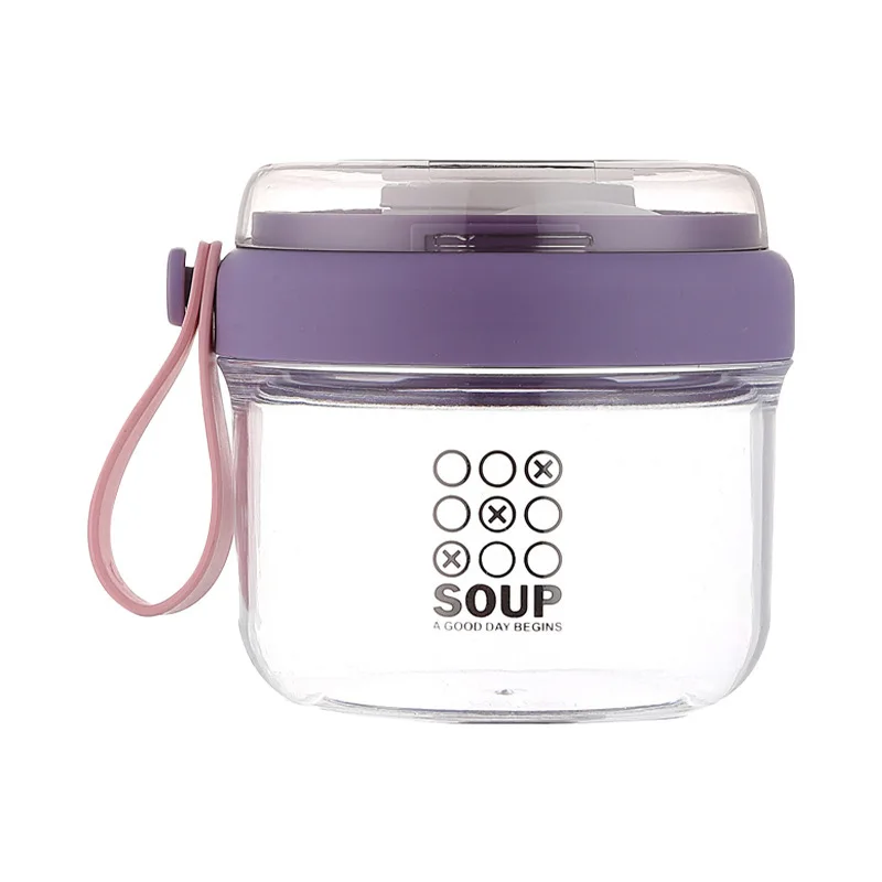 كوب سلطة بطبقة مزدوجة كوب دقيق الشوفان المحمول كوب الإفطار للطلاب كوب زبادي مع صندوق توزيع بغطاء