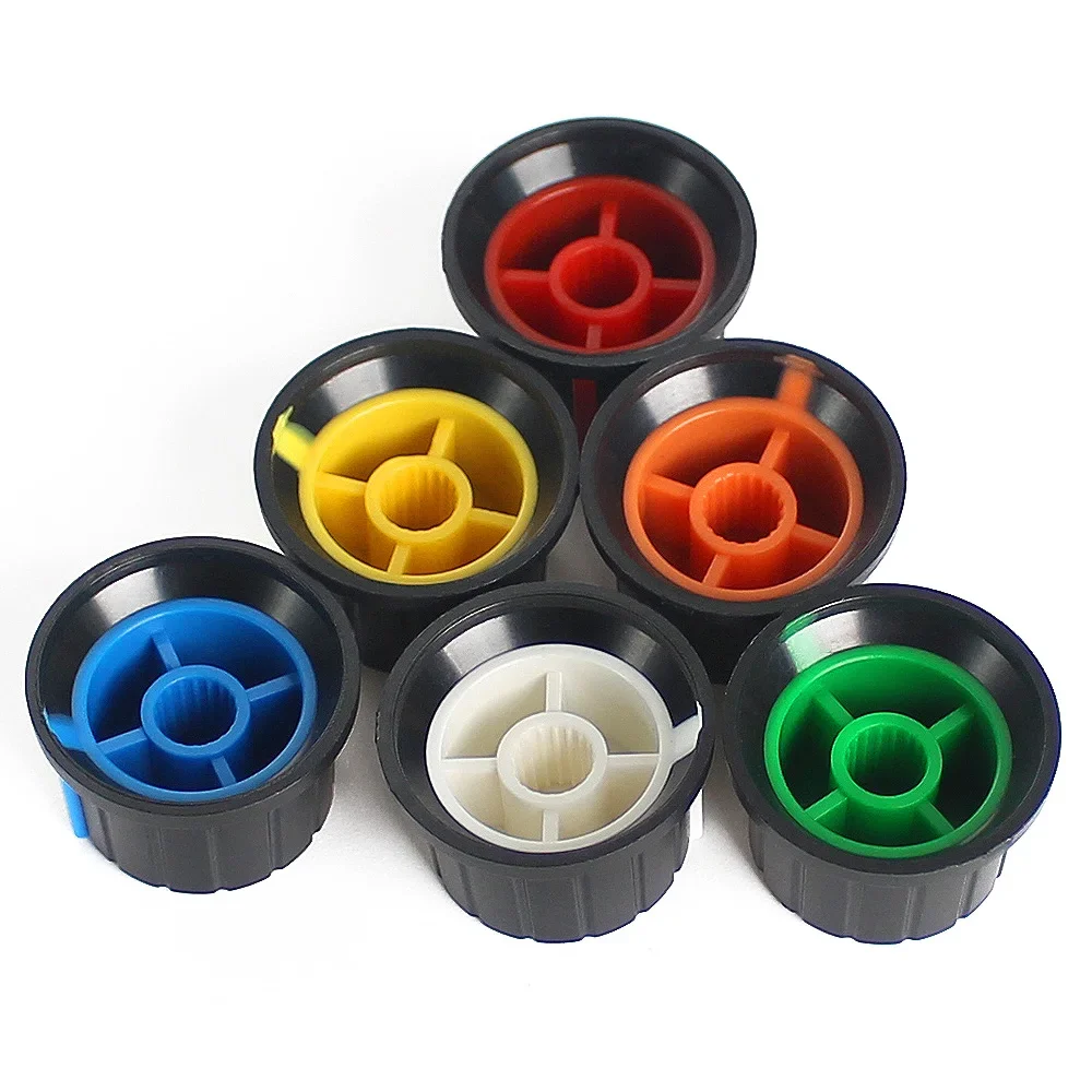 30PCS 24x15mm Potentiometer Knobs Encoder Switch Cap Plastic Switch Caps White/blue/green/orange/yellow 6value*5PCS Switch Knobs