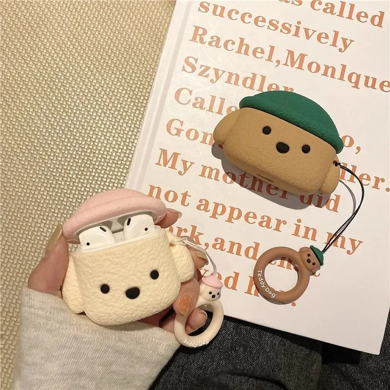 جديد لطيف الكرتون تيدي الكلب ثلاثية الأبعاد واقية بلوتوث سماعة غطاء سيليكون ل Airpods برو 2 حافظة Airpods 3 حافظة Airpods 1/2