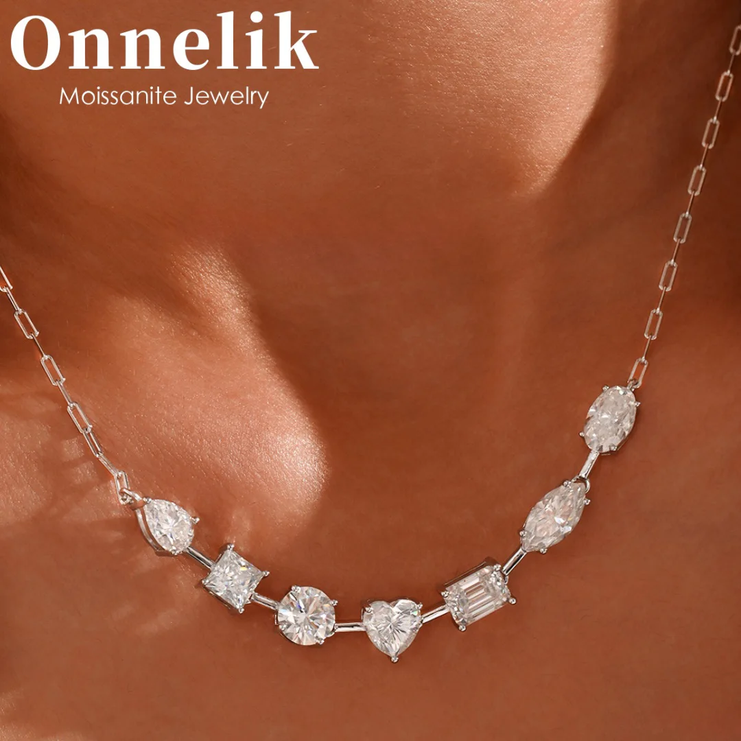 

Onnelik S925 Sterling Silver Dopamine Moissanite Necklace Light Luxury Unique Sparkling Versatile Daily Fine Jewelry for Women
