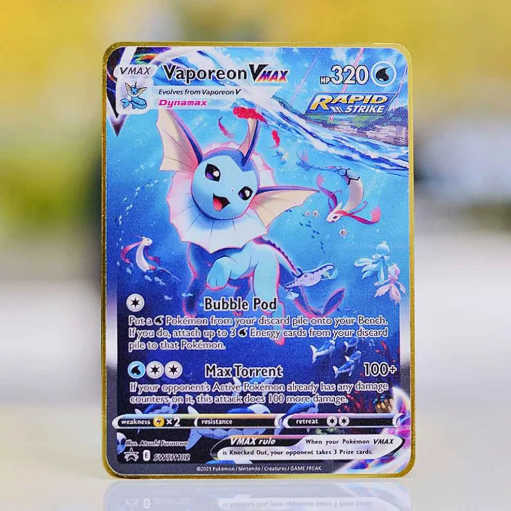 بطاقة بوكيمون معدنية بطاقات بوكيمون ذهبية Tcg Mewtwo Vmax Gengar Eevee Dragonite Vstar أنيمي لوحة ورق التداول ألعاب ألعاب أطفال هدية