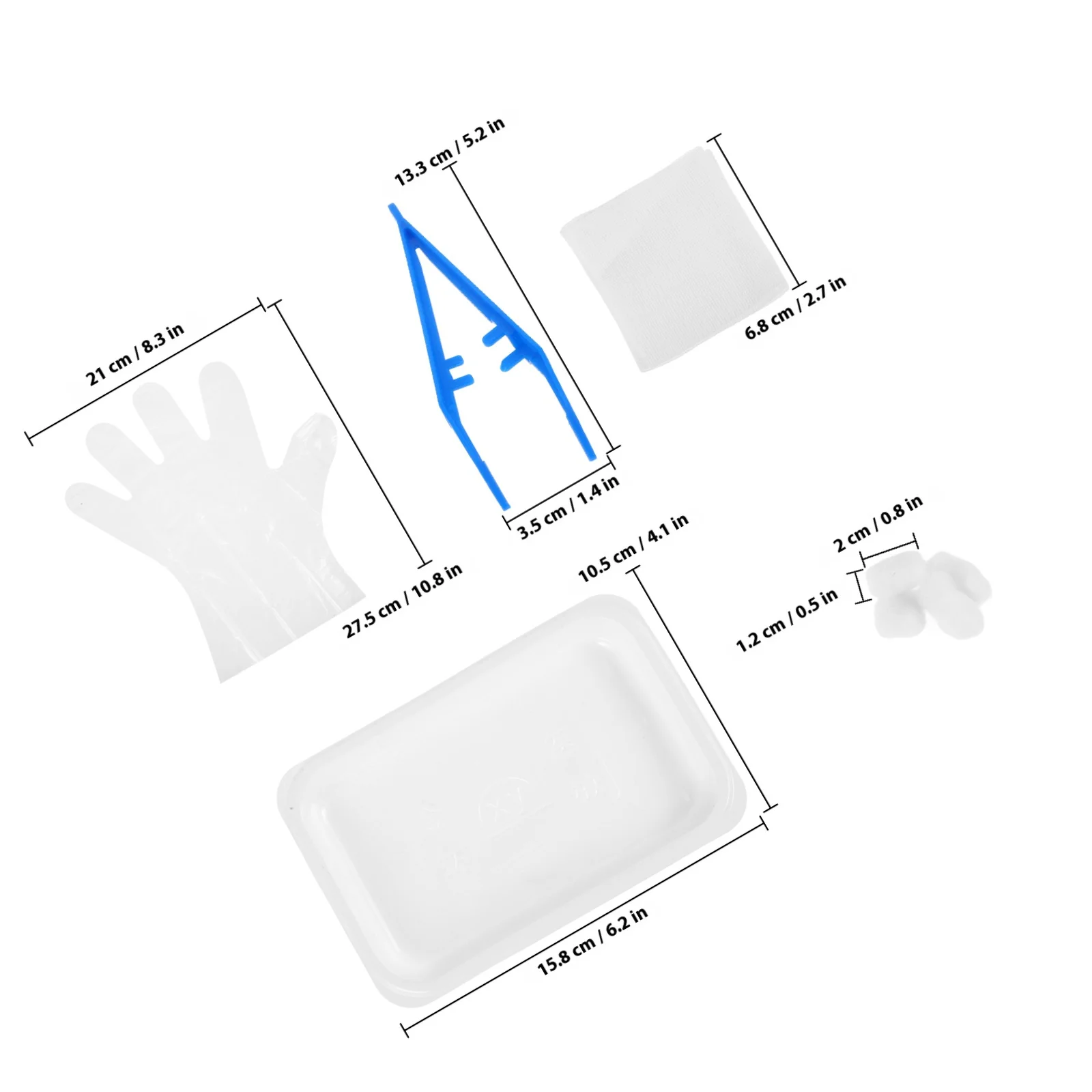 مجموعة الجروح الطبية القابل للتصرف، وسادات غير لاصقة، كرات قطنية، ملقط بلاستيكي، مستلزمات العناية بالجروح، ملابس للاستخدام المنزلي في حالات الطوارئ