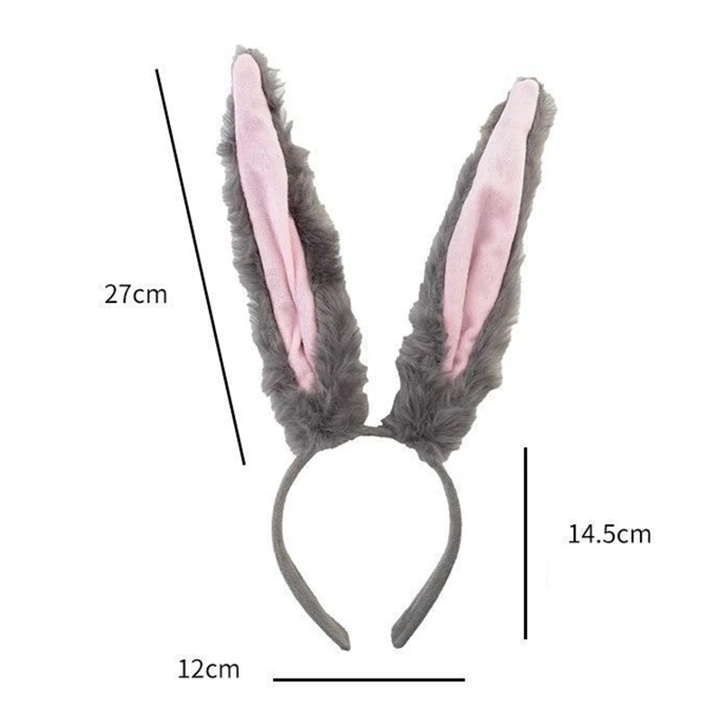 1Pcs cute Lolita Cosplay Headband Fluffy Plush Sweet Long Rabbit Bunny Ears Bandana Hair Hoop Cartoon Anime Headpiece