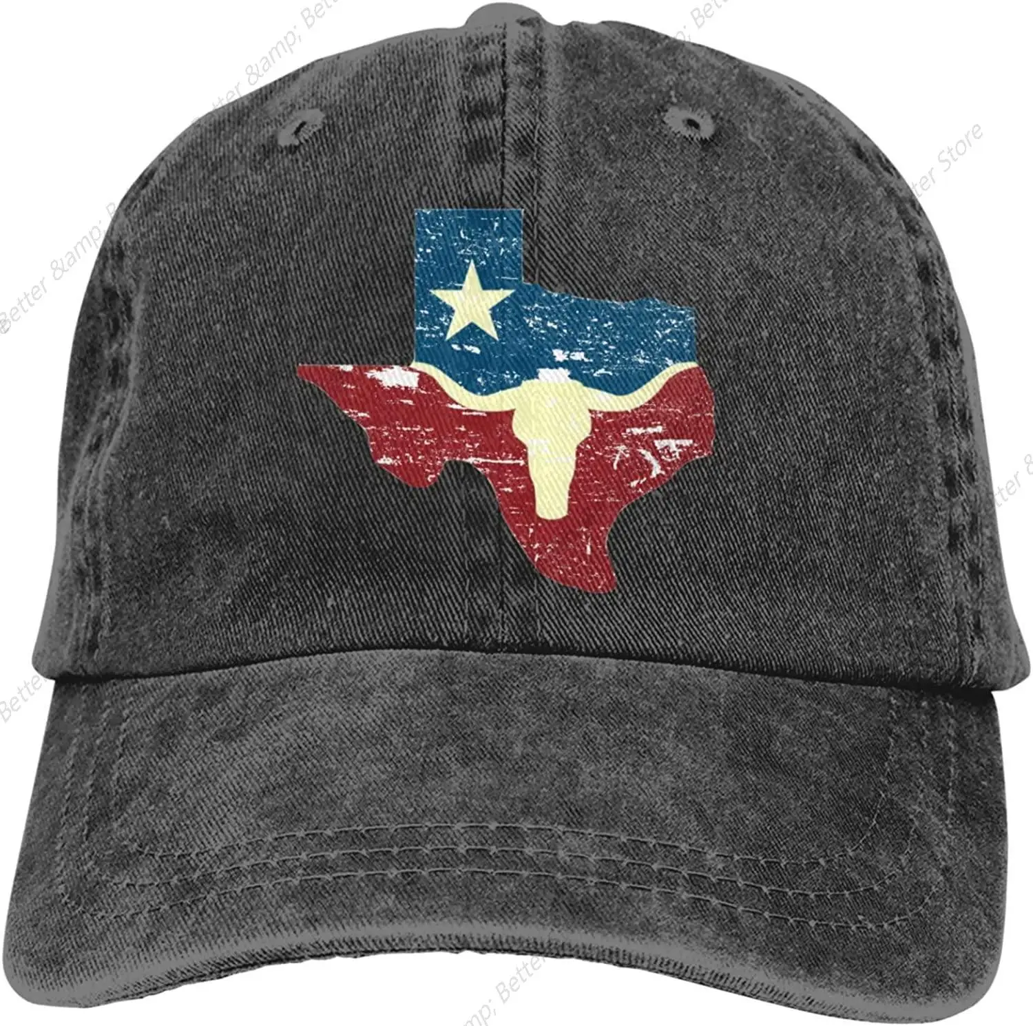 Texas State Flag The Lone Star Denim Fabric Baseball Hat Adjustable Washed Twill Jeans Caps