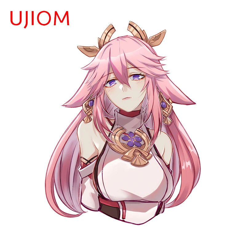 UJIOM Genshin Impact NSFW Yae Miko Wall Sticker Seductive Interesting Living Room Decal Enchanting Computer Case Decoration