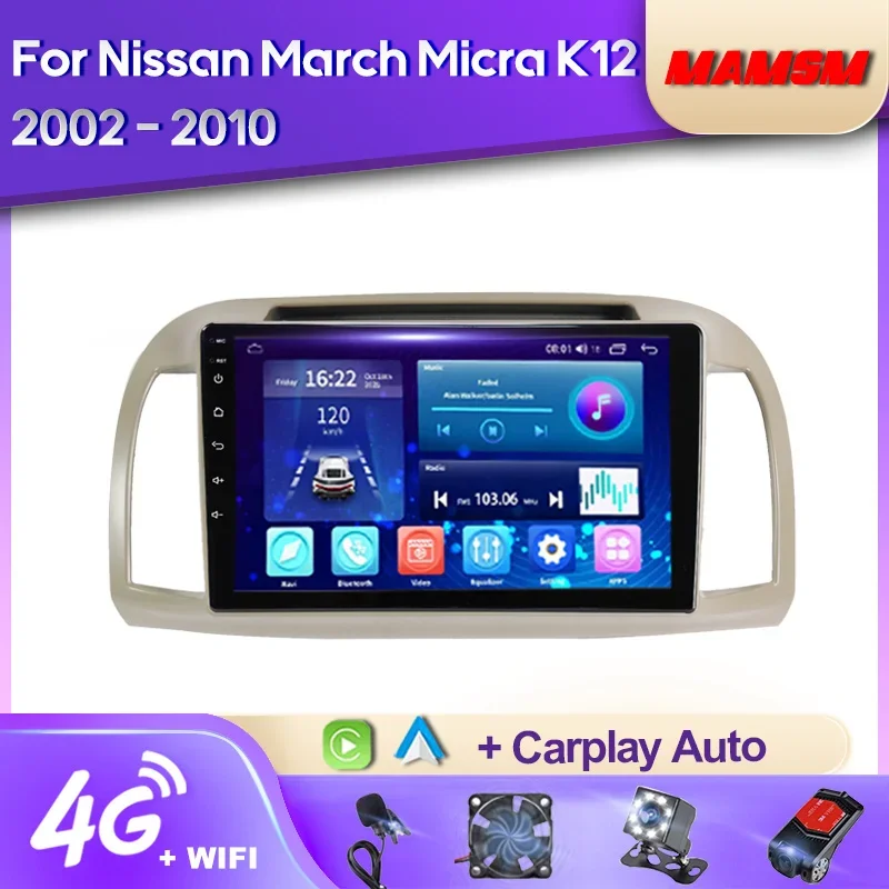 

MAMSM Android 12 Car Radio For Nissan March Micra K12 2002-2010 Multimedia Video Player Navigation Stereo GPS Carplay Autoradio