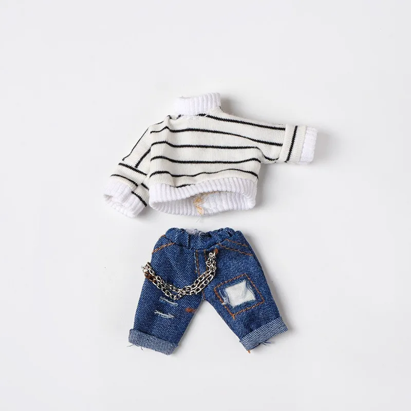 

1/12 белый полосатый свитер с высоким воротником ob11 Детская Одежда bjd кукла