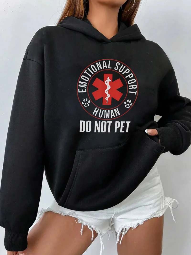 

2025 Autumn and Winter Women's Emotional Not Pet Graphic Hoodie Grey High-end Luxury Is for Both Men and Women Top Y2k