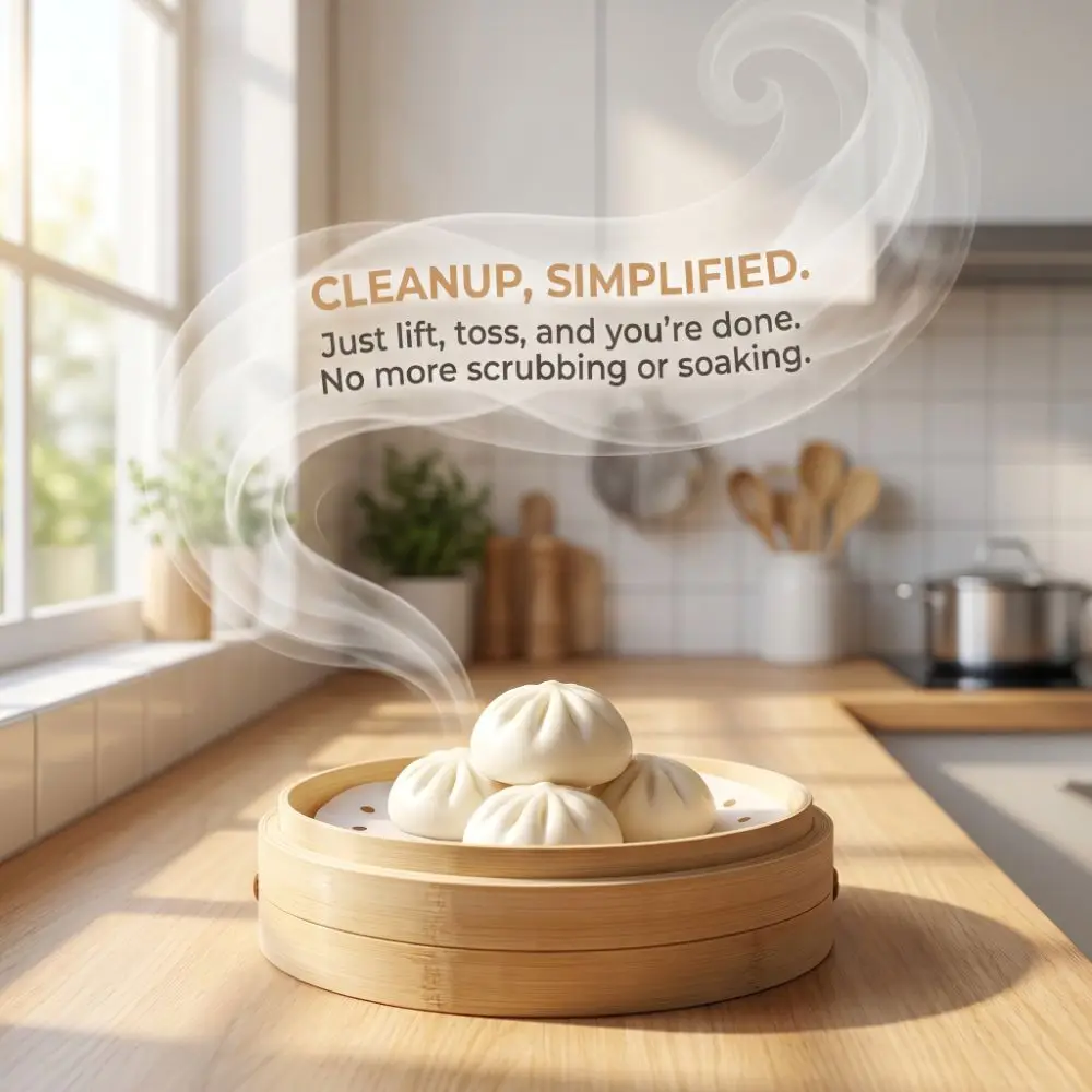 50pcs 10 Inch Steamer Paper Paper Material 8 Inch Bamboo Steamer Paper Oil Resistant Double Sided Non Stick Under Steam Mat