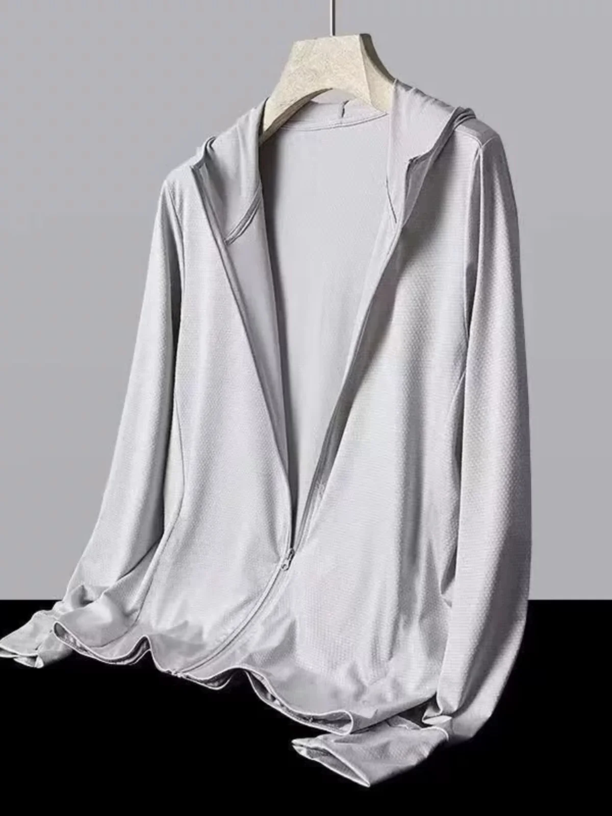 

Мужская летняя куртка из ледяного шелка с защитой от УФ-излучения, тонкая, со съемным капюшоном, для активного отдыха, свободного кроя, с длинными рукавами