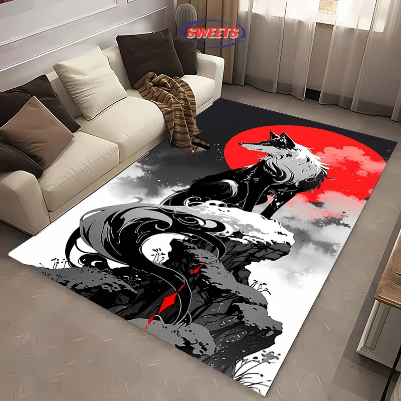 3D HD Printing Brave Wolf Carpet for Living Room Bedroom Hallway Long Strip, Anti-slip Soft Area Rug Sofa Doormat Home Decor Mat