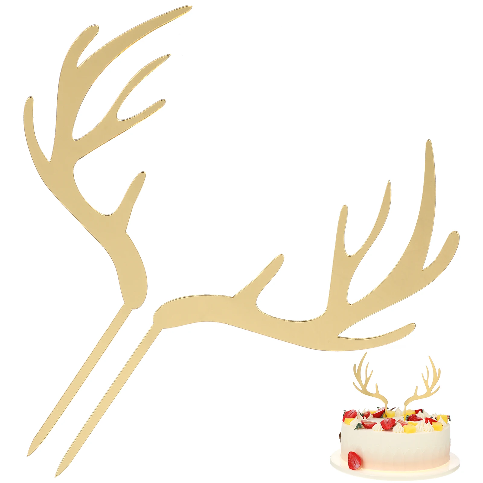 

5pcs Christmas Antlers Cake Toppers Eco Friendly Safe Cupcake Muffin Bread Fruit Decorations Party Supplies Deer Horn Food