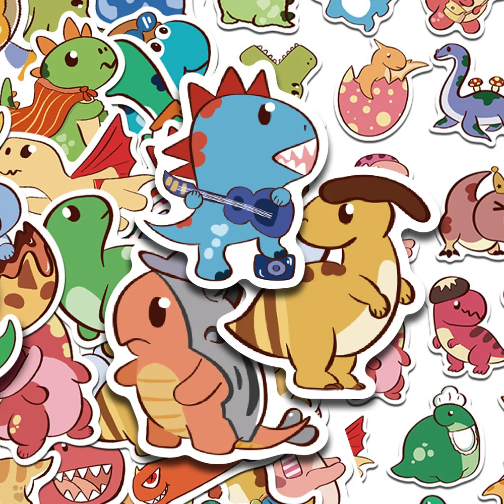 

50 шт., милые наклейки с изображением динозавра, наклейки для телефона, скрапбукинга, чемодана, скейтборда, шлема, сделай сам, граффити, водонепроницаемые наклейки