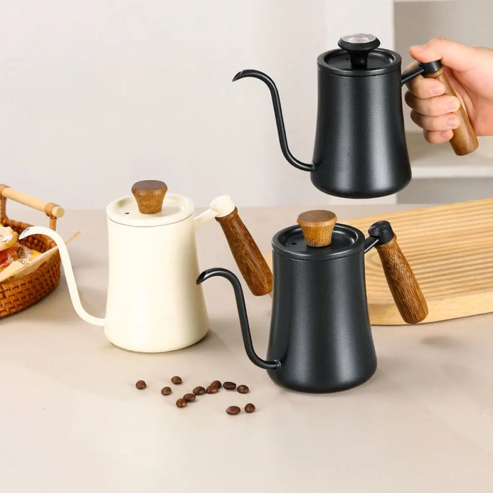 Hand Drip Coffee Kettle Stainless Steel Pour Over Pot Narrow Spout Built In Scale Precise Flow Brewing Tool