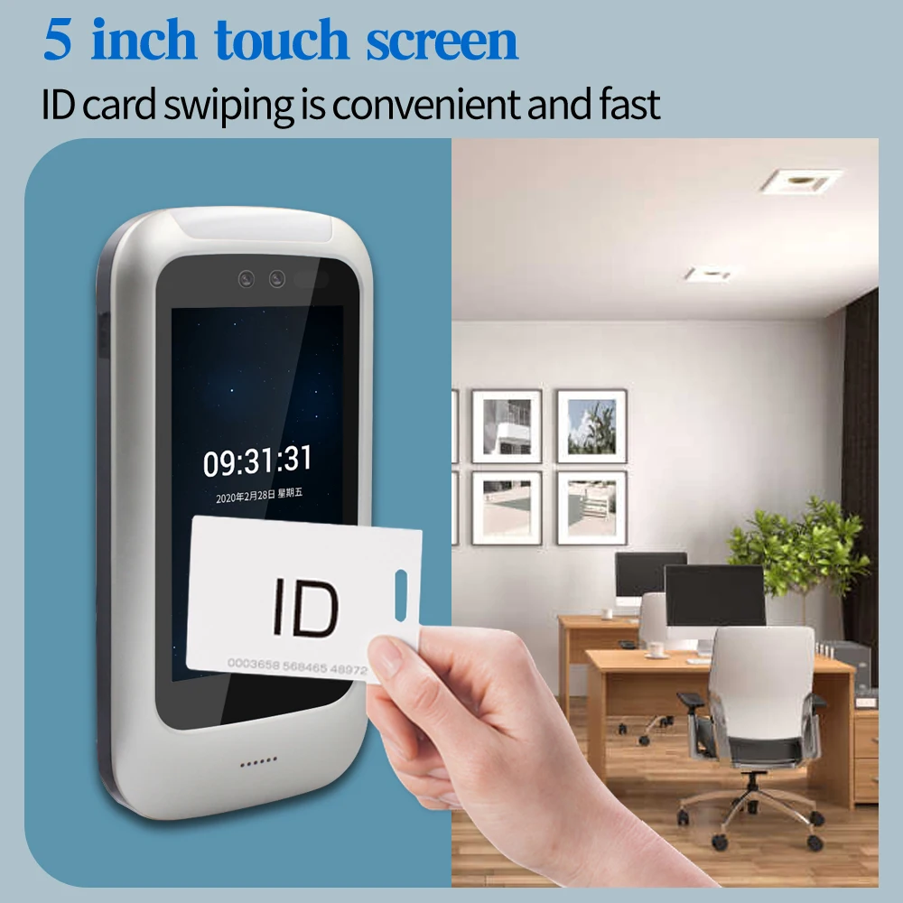 5 Inch WiFi Face Recognition Facial Detection Touch Screen Access Control Time Attendance 125Khz RFID Card APP/PC Software Cloud