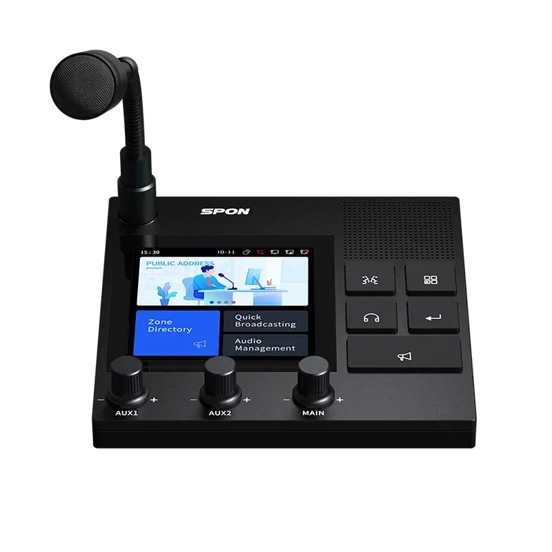 2026 SPON IP Network Desktop Audio Intercom Paging Call Station For Public Address And Voice Alarm System