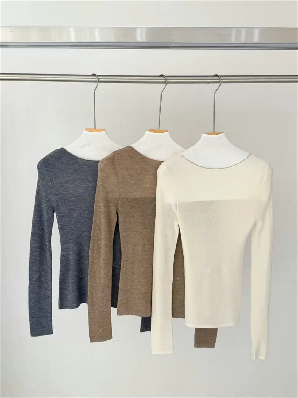 

Women's Clothing 26 Early Spring New Round Neck Lightweight And Soft Cashmere Knitted Slim Fit High Elasticity Pullover