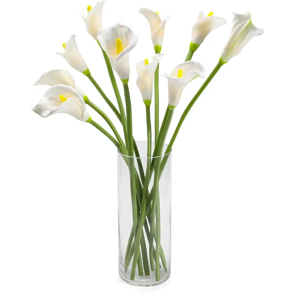 

10 шт. искусственных цветов каллы Real Touch белого цвета (26 штук) для высоких ваз, идеально подходят для свадеб, офиса и домашнего декора