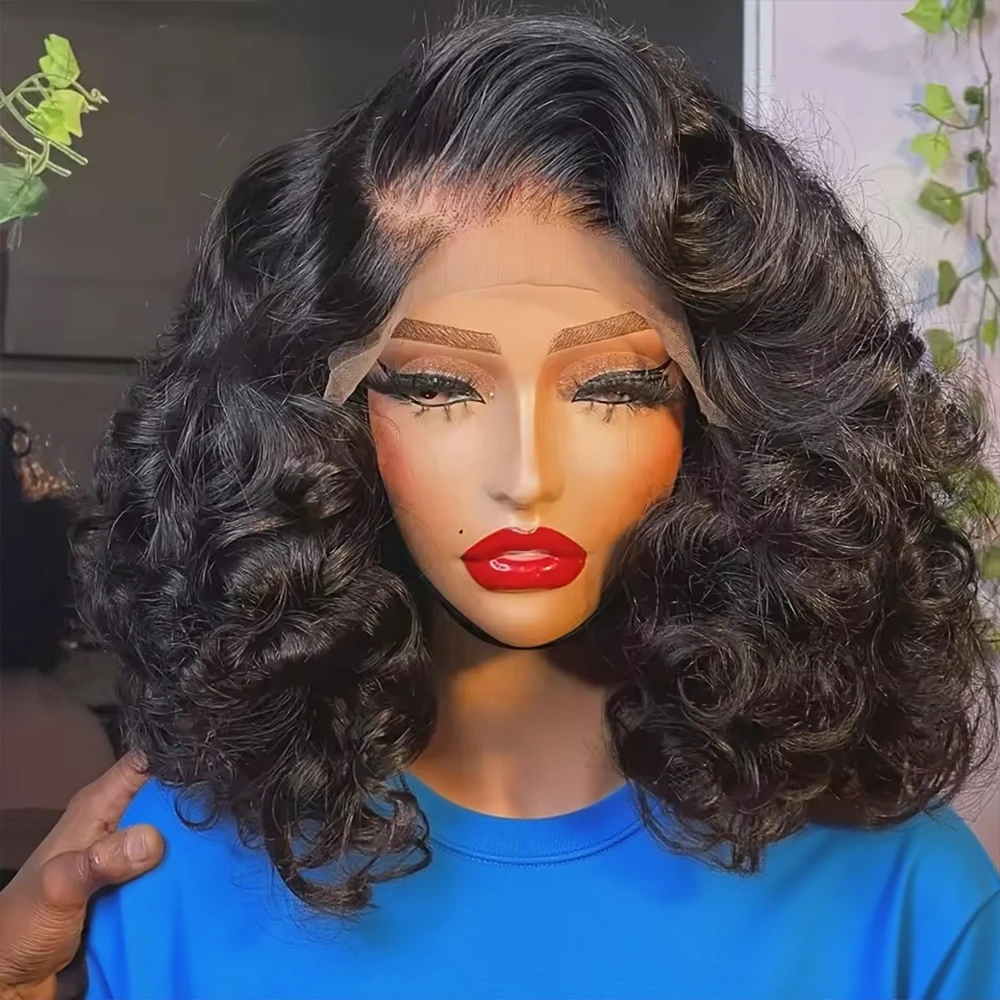 

Парик-боб из натуральных волос с эффектом естественной волны, 250% плотность, без клея, 13x4, готовый к использованию, короткий, с предварительно нарезанным кружевом 7x5, предварительно сформированный, с закрытием 7x5