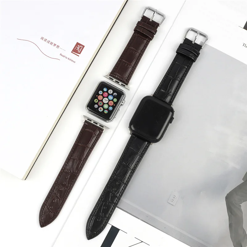 Ultra Leather band Bamboo Knot Belt Leather Strap For Apple Watch Band Wristband Iwatch Series 3 4 5 6 Se 7 Brown/Black