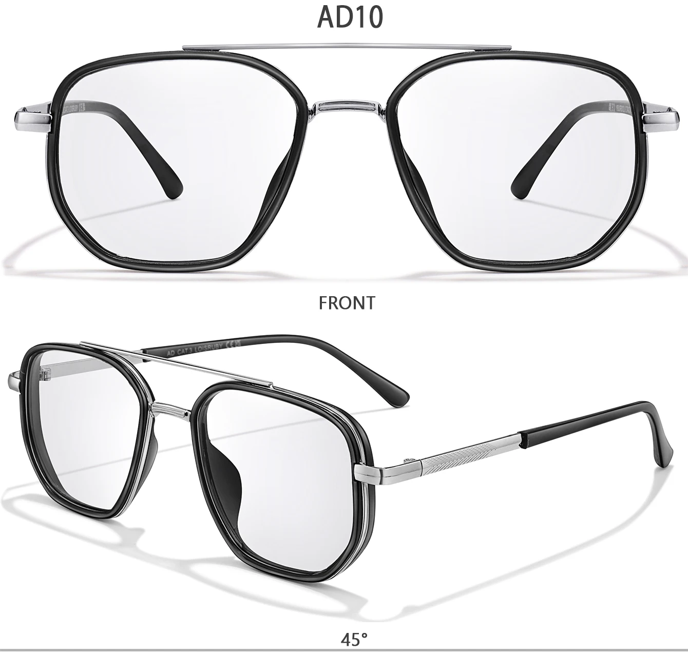 Mode Lesebrille Photochrome Klassische Quadratische Metallrahmen Presbyopie Brille Anti Blaues Licht Blockieren +150 +200 +250 – Detail 4