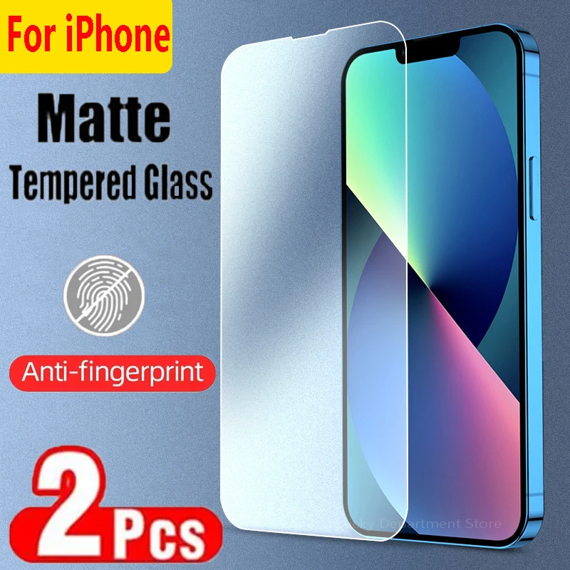 

2PCS Clear Frosted Screen Protectors for IPhone 11 12 13 14 15 Pro Max Mini Plus Matte Tempered Glass On iPhone X XR XS Max Film