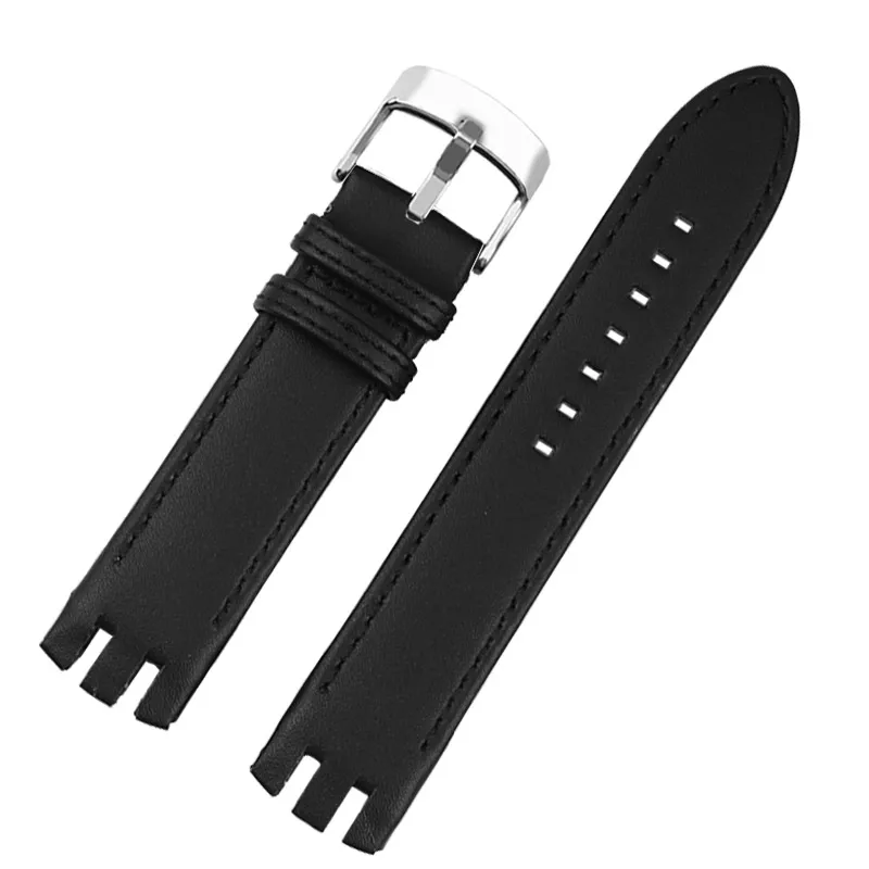 For Swatch Yts401/402/403/409/713/Ytb400 Special Bifurcate Convex Genuine Leather Replace Butterfly buckle Watch Band 20mm