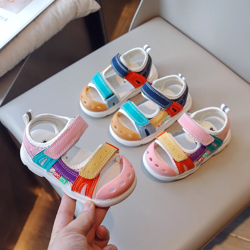 High Quality Baby Girls Sandles Summer Toddler Kids Shoe Covered-toes First Walkers Soft Bottom Boys Beach Shoes Cartoon Design