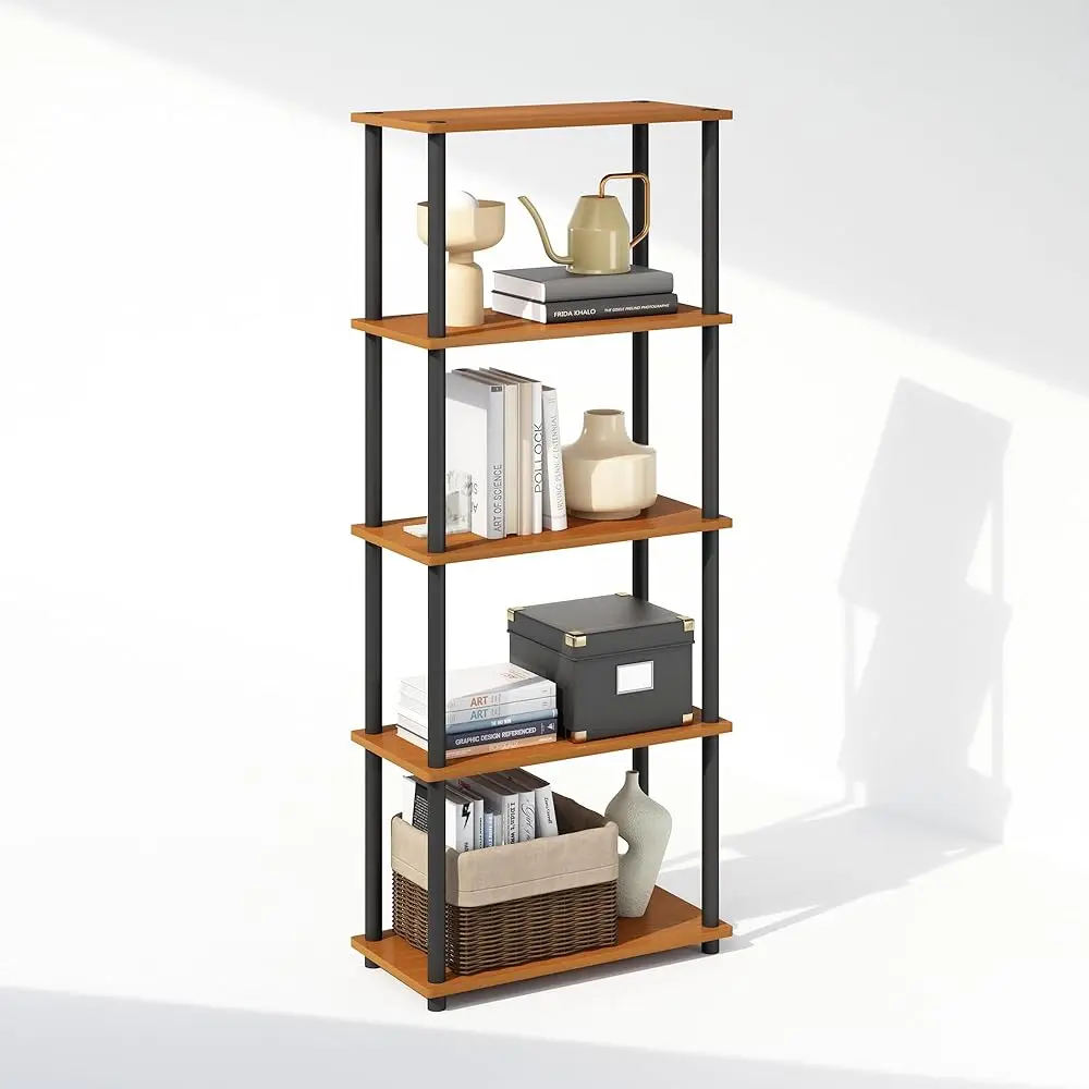 

Turn-N-Tube 5-Tier Multipurpose Compact Bookcase, Light Cherry/Black