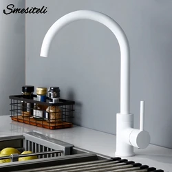 White kitchen Faucet Single Handle Single Hole Deck Mounted Hot And Cold Water sink Tap Ceramic Cartridge Mixer