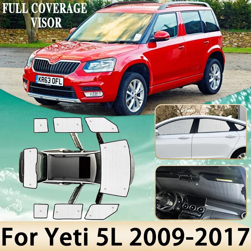 

Car Sun Visor Cover For Skoda Yeti Accessories 5L 2009 2010 2011 2012~2017 Auto Anti-UV Sunscreen Window Sunshade Cover Stickers