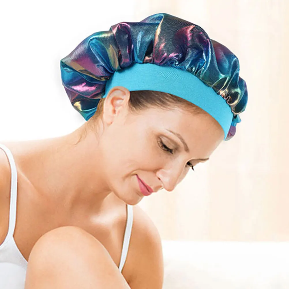 

2pcs Baby Shower Cap Kids Sleep Bath Water Polyester Hat Babies Women Hair Bonnet Sleeping Caps Nightwear Accessories