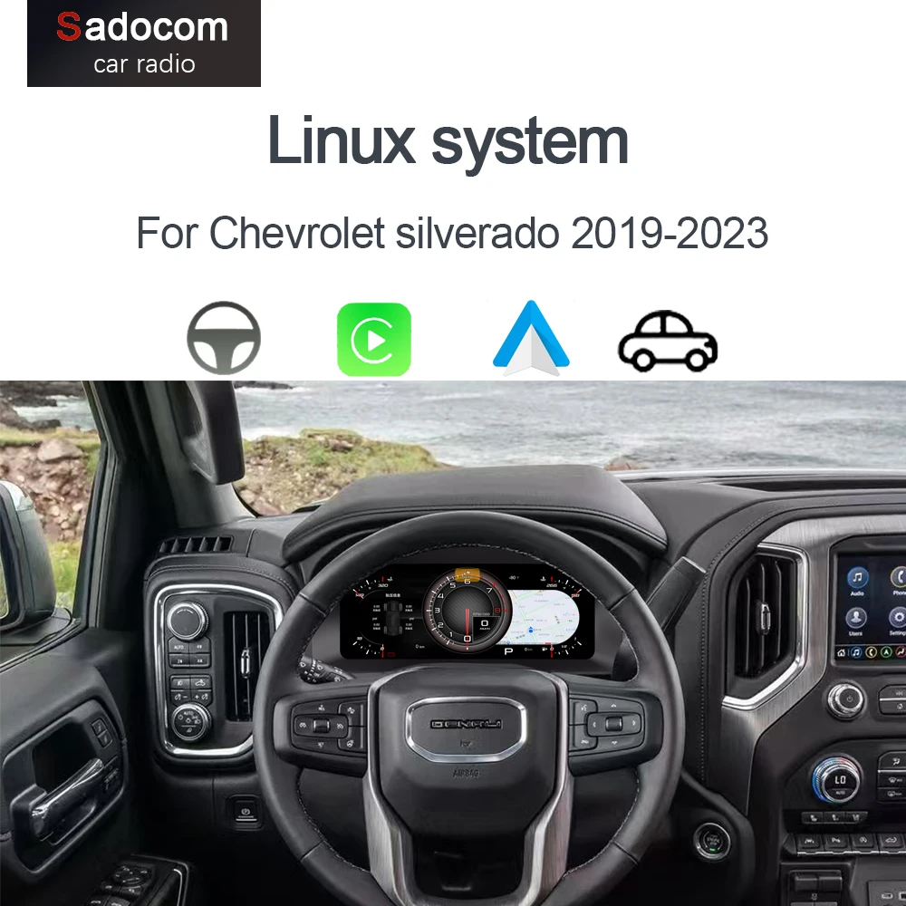 

1920*720 12.3“ Dashboard Instrument car Digital Cluster Cockpit For chevrolet silverado 2019-2023 Speedometer Virtuele Cockpit