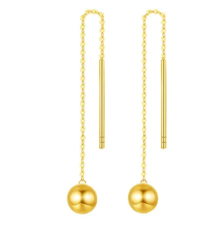 

Длинные серьги-подвески для женщин, цвет золото, 18k