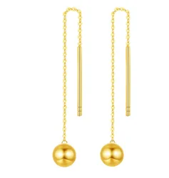 18k gold ball earrings drop earring for women solid gold long earrings