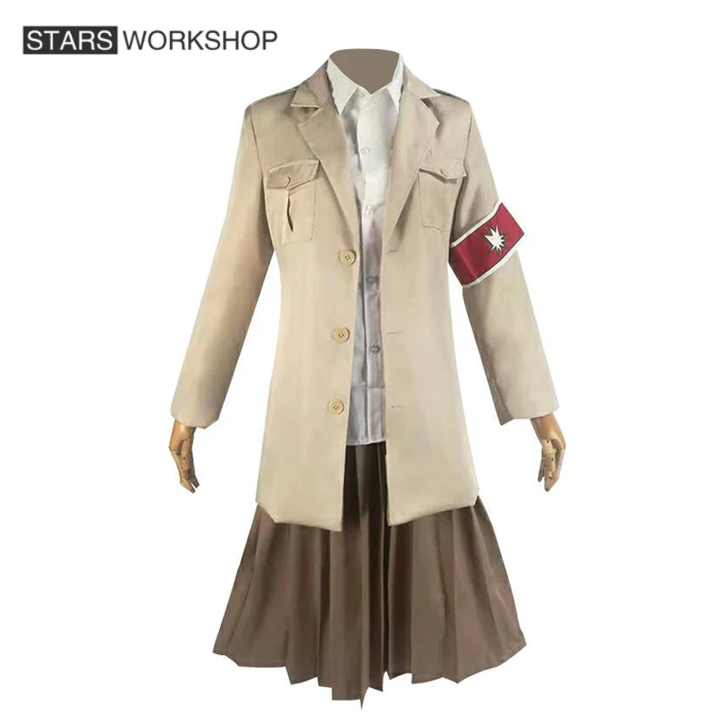 Anime Attack on Titan Shingeki no Kyojin Eldian Warrior Unit Pieck Finger Cosplay Costume Women Trench Skirt Military Uniform